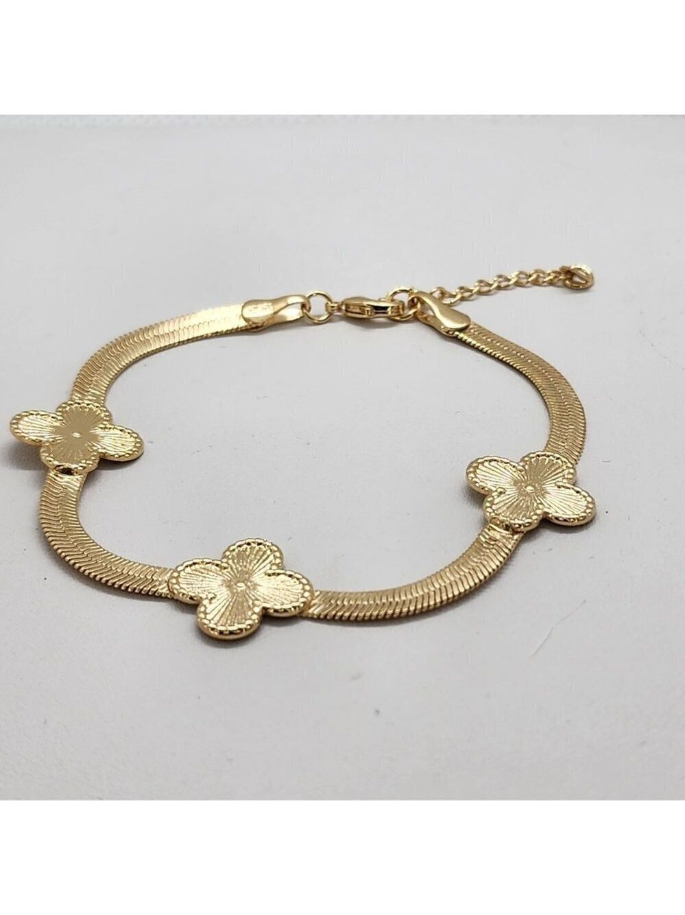 Brand New Brazilian 18k Gold Filled 3 Clover Bracelet - Picture 5 of 6